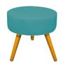 Imagem de Kit 02 Poltrona Cadeira Decorativa Arenzza e Puff Sofia Palito Mel Suede Azul Turquesa - KDAcanto Móveis