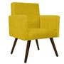 Imagem de Kit 02 Poltrona Cadeira Decorativa Arenzza e Puff Sofia Palito Tabaco Suede Amarelo - KDAcanto Móveis