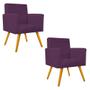 Imagem de kit 02 Poltrona Cadeira Decorativa Arenzza Palito Mel Suede Roxo - DAMAFFÊ MÓVEIS