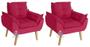Imagem de Kit 02 Poltrona/Cadeira Decorativa E Puff Glamour Vermelho Com Pés Quadrado