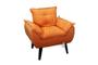 Imagem de Kit 02 Poltrona/Cadeira Decorativa Glamour Laranja Linho Com Pés Quadrado