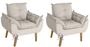 Imagem de Kit 02 Poltrona/Cadeira Decorativa Glamour Opala Bege Com Pés Quadrado