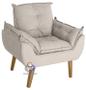Imagem de Kit 02 Poltrona/Cadeira Decorativa Glamour Opala Bege Com Pés Quadrado