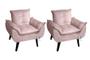 Imagem de Kit 02 Poltrona/Cadeira Decorativa Glamour Veludo Rosa Nude Com Pés Quadrado