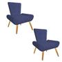 Imagem de Kit 02 Poltrona Cadeira Decorativa  Nani Sala de Estar Recepção Escritório Suede Azul Marinho - KDAcanto Móveis
