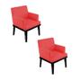 Imagem de Kit 02 Poltrona Cadeira Decorativa  Vitória Pés Madeira Sala de Estar Recepção Escritório Consultório Suede Vermelho - KDAcanto Móveis