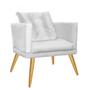 Imagem de Kit 02 Poltrona Cadeira Lucia Confort Com almofada Sala Recepção Escritório Pé Caramelo material sintético Branco - KDAcanto Móveis