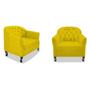 Imagem de Kit 02 Poltrona Cadeira Sofá Julia com Botonê Pés Luiz XV para Sala de Estar Recepção Quarto Escritório Sintético Amarelo - AM Decor