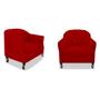 Imagem de Kit 02 Poltrona Cadeira Sofá Julia com Botonê Pés Luiz XV para Sala de Estar Recepção Quarto Escritório Suede Vermelho - AM Decor