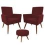 Imagem de Kit 02 Poltrona Decorativa Nina + Puff Suede Bordo