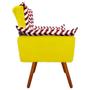 Imagem de Kit 02 Poltrona Decorativa Opala Suede Composê Estampado Zig Zag Vermelho D79 e Suede Amarelo - D'Rossi