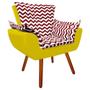 Imagem de Kit 02 Poltrona Decorativa Opala Suede Composê Estampado Zig Zag Vermelho D79 e Suede Amarelo - D'Rossi