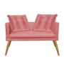 Imagem de Kit 02 Poltrona e Namoradeira Sofá Lucia Confort Com Almofada Sala Recepção Escritório Consultório Pé Rústico Suede Rose Gold - KDAcanto Móveis