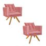 Imagem de Kit 02 Poltrona Milena Confort Base Giratória Castanho Com Almofada Sala Recepção Escritório Suede Rose Gold - DAMAFFÊ MÓVEIS