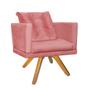 Imagem de Kit 02 Poltrona Milena Confort Base Giratória Castanho Com Almofada Sala Recepção Escritório Suede Rose Gold - DAMAFFÊ MÓVEIS