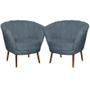 Imagem de Kit 02 Poltrona Pétala Flor Decorativa Suede  Azul Turquesa