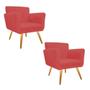 Imagem de Kit 02 Poltronas Cadeira Decorativa Cloe  Pé Palito Para Sala de Estar Recepção Escritório Corinho Vermelho - Damaffê Móveis