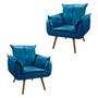 Imagem de Kit 02 Poltronas Cadeira Decorativa Opala Pés Palito - Azul Turquesa