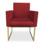 Imagem de Kit 02 Poltronas Clarice Veludo Vermelho Base Metálica Industrial Dourado - Pallazio