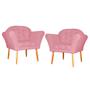 Imagem de Kit 02 Poltronas Decorativa Amélia Pés Palito Suede Rosa - DS Estofados