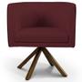 Imagem de Kit 02 Poltronas Decorativa Base Giratória de Madeira Betina D02 Veludo Marsala C-278 - Lyam Decor