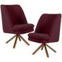 Kit 02 Poltronas Decorativa Base Giratória de Madeira Pérsia D02 Veludo Marsala C-278 - Lyam Decor Imagem de Kit 02 Poltronas Decorativa Base Giratória de Madeira Pérsia D02 Veludo Marsala C-278 - Lyam Decor