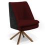 Imagem de Kit 02 Poltronas Decorativa Base Giratória Pérsia D02 Veludo Marsala C-278 Corano Preto B-97 - Lyam Decor