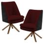 Imagem de Kit 02 Poltronas Decorativa Base Giratória Pérsia D02 Veludo Marsala C-278 Corano Preto B-97 - Lyam Decor
