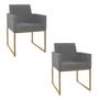 Imagem de Kit 02 Poltronas Decorativa Bellinha Base de Ferro Dourado Suede - Amarena Móveis