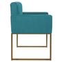 Imagem de Kit 02 Poltronas Decorativa Bellinha Base de Ferro Dourado Suede Azul Turquesa - Amarena Móveis