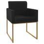 Imagem de Kit 02 Poltronas Decorativa Bellinha Base de Ferro Dourado Suede Preto - ADJ Decor