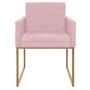 Imagem de Kit 02 Poltronas Decorativa Bellinha Base de Ferro Dourado Suede Rosa Bebê - Doce Sonho Móveis