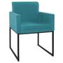 Imagem de Kit 02 Poltronas Decorativa Bellinha Base de Ferro Preto Suede Azul Turquesa - Doce Sonho Móveis