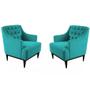 Imagem de Kit 02 Poltronas Decorativa Clássica Capitonê Suede Azul Tiffany - SA Móveis