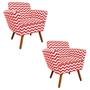 Imagem de Kit 02 Poltronas Decorativa Dora Estampado Zig Zag Vermelho D79 - D'Rossi