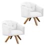 Imagem de Kit 02 Poltronas Decorativa Estrela Premium Base Giratória Suede Branco - MeularDecor