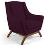 Imagem de Kit 02 Poltronas Decorativa Fixa Base de Madeira Juliet D02 Veludo Roxo Grape C-292 - Lyam Decor