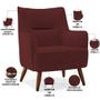 Imagem de Kit 02 Poltronas Decorativa Fixa Pés de Madeira Isabella D02 Veludo Marsala C-278 - Lyam Decor