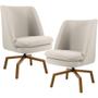Imagem de Kit 02 Poltronas Decorativa Giratória Base Ka Castanho Pérsia D02 Veludo Bege C-309 - Lyam Decor