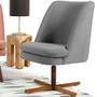 Imagem de Kit 02 Poltronas Decorativa Giratória Base X Pérsia D02 Linho Cinza C-416 - Lyam Decor