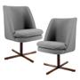 Imagem de Kit 02 Poltronas Decorativa Giratória Base X Pérsia D02 Linho Cinza C-416 - Lyam Decor