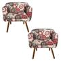 Imagem de Kit 02 Poltronas Decorativa Julia Estampado Floral Vermelho D32 Com Strass - D'Rossi