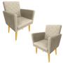 Imagem de Kit 02 Poltronas Decorativa Maitê Suede Bege para leitura