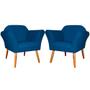 Imagem de Kit 02 Poltronas Decorativa Marcela Pés Palito Suede Azul Royal - DS Estofados