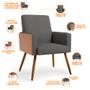 Imagem de Kit 02 Poltronas Decorativa Maria W01 Pés Palito Linho Cinza Escuro material sintético Camel - Lyam Decor