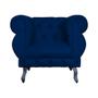 Imagem de Kit 02 Poltronas Decorativa Maya Pés Luis XV Suede Azul Marinho - DS Estofados