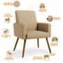 Imagem de Kit 02 Poltronas Decorativa Para Sala De Estar Maria W01 Pés Palito Linho Bege Escuro - Lyam Decor