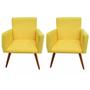 Imagem de Kit 02 Poltronas Decorativa Pés Palito Nina Suede Amarelo - DS Móveis