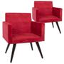 Imagem de Kit 02 Poltronas Decorativa Pés Palito Tabaco Nina Suede Vermelho - SA Móveis