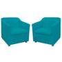 Imagem de Kit 02 Poltronas Decorativa Tilla Pés Cromados Suede Azul Turquesa - DS Estofados